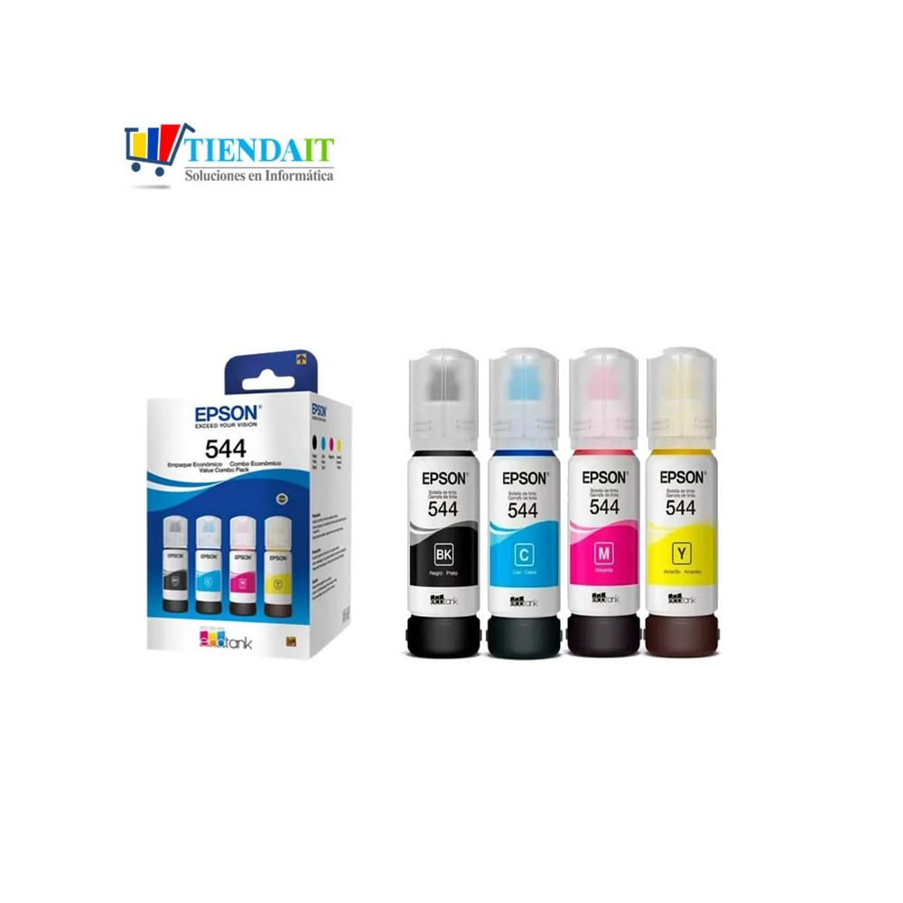 Tinta Original ❤️🖨️Color Amarillo, Cián, Magenta, Negro, 544 Epson